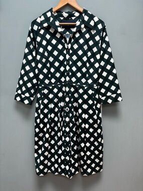 Samantha Sung Audrey #1 Mid Shirtdress in Green / White Gingham 8